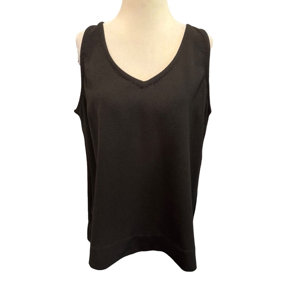 Philosophy Republic Clothing Womens Black V-Neck Sleeveless Crepe Blouse Large
